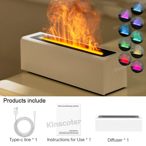 KINSCOTER RGB Flame Aroma Diffuser Air Humidifier Ultrasonic Cool Mist