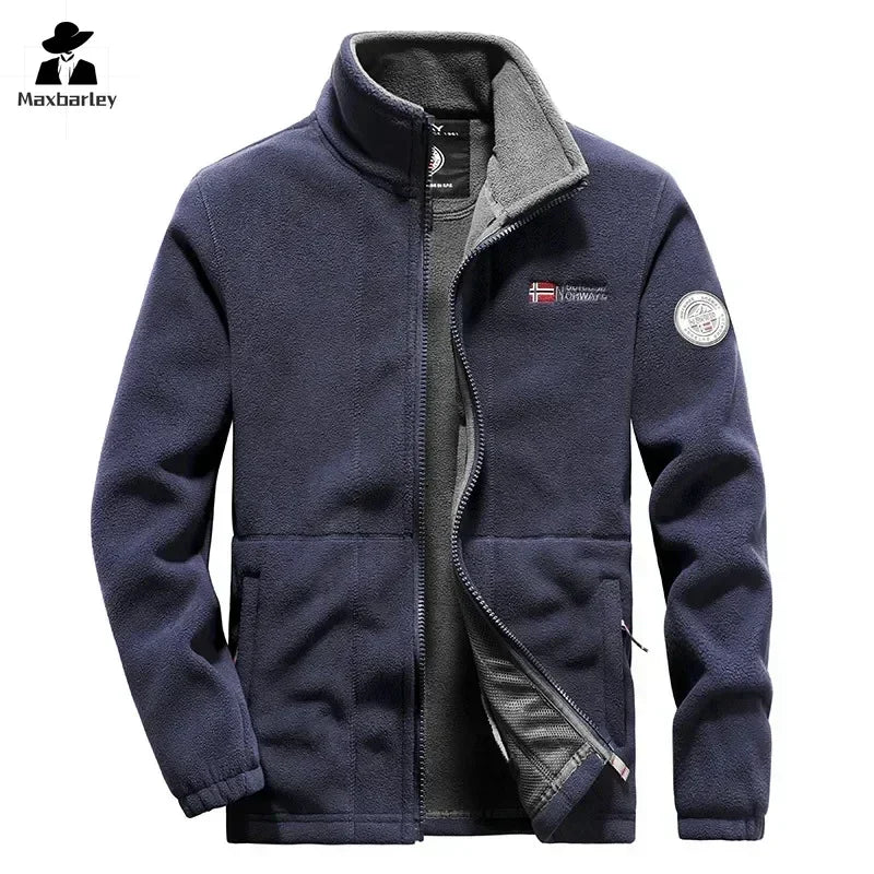 New Men Fleece Jacket Pockets Thicken Polar Jackets Cold-Proof