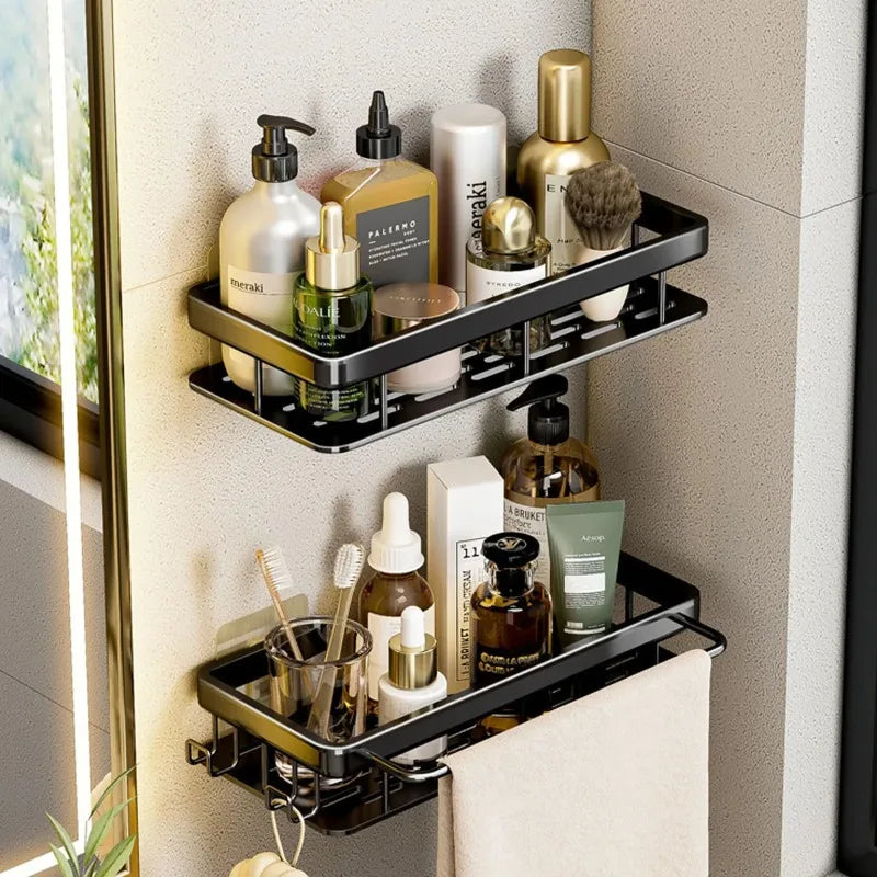 Bathroom Shelf No Drill Wall Mounted Shampoo Bottle Shower Corner Rack