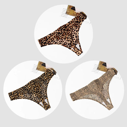 BZEL 3PCS/Set Women's Panties Fashion Leopard Thongs Woman Seamless