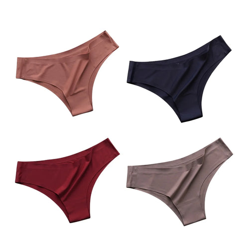 4PCS/Set Seamless Panties Women Sexy Underwear Ice Silk Underpants Low