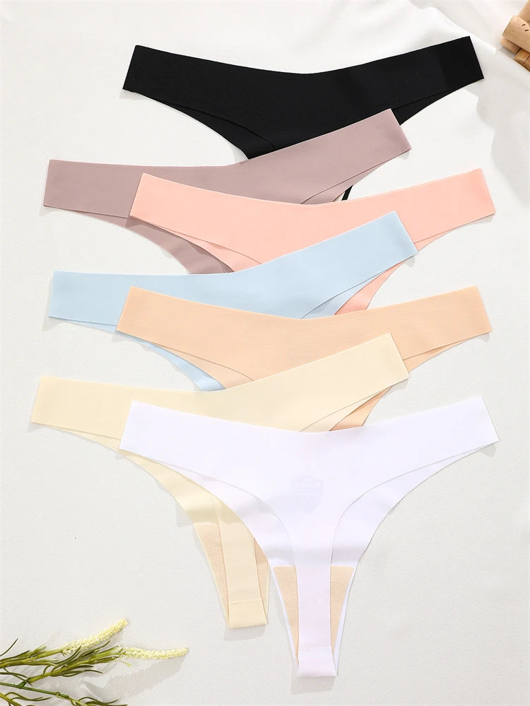 FINETOO 6PCS Women Ice Silk Seamless Underpants Panties Sexy V-Waist