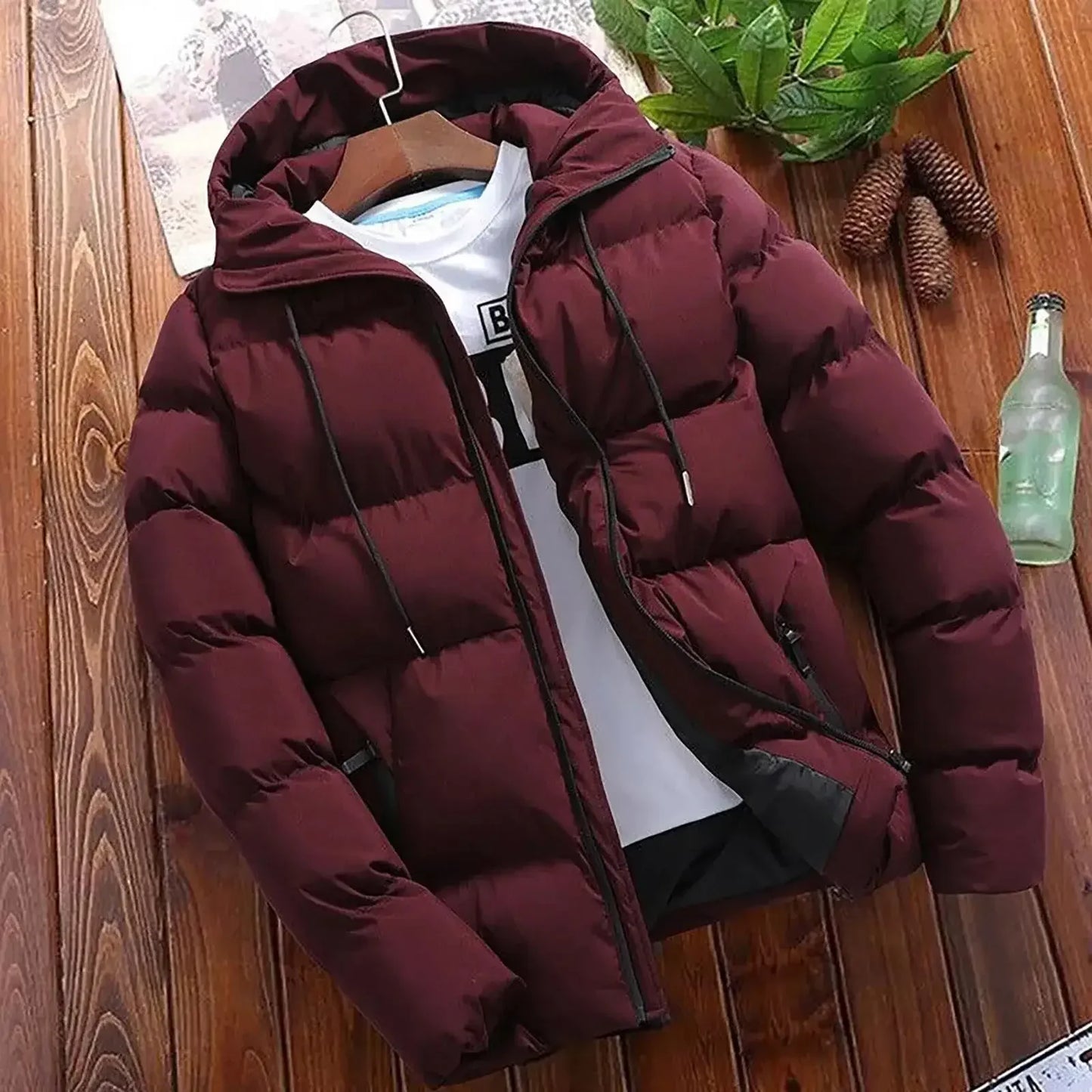 Men's Thick Puffer Hooded Jacket  Casual Warm Parkas Business Outfear