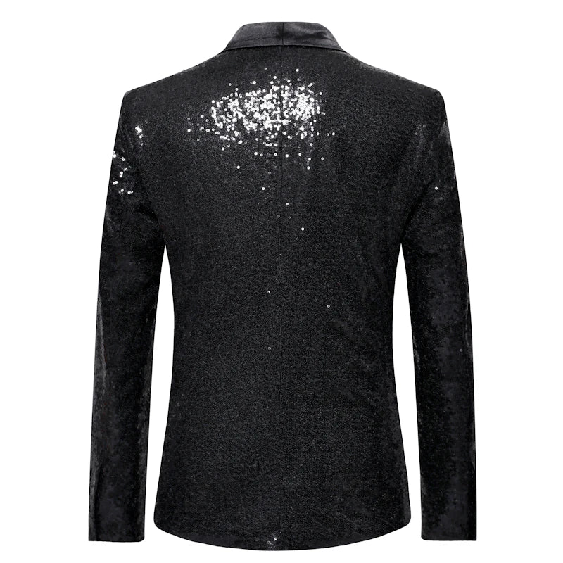 Shiny Gold Sequin Glitter Embellished Blazer Jacket Men Nightclub Prom