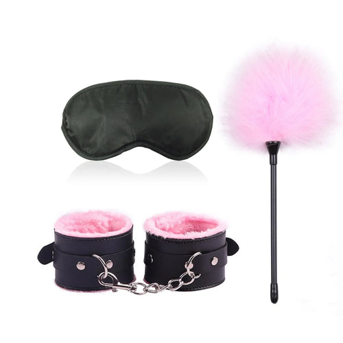 Sexy Leather Sexual Couples Bdsm Kit Plush Handcuffs Sex Bondage for