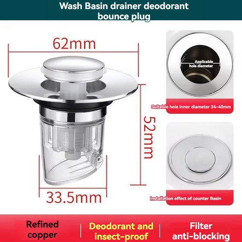 Universal Basin Pop-up Drain Filter Wash Basin Hair Sink Strainer