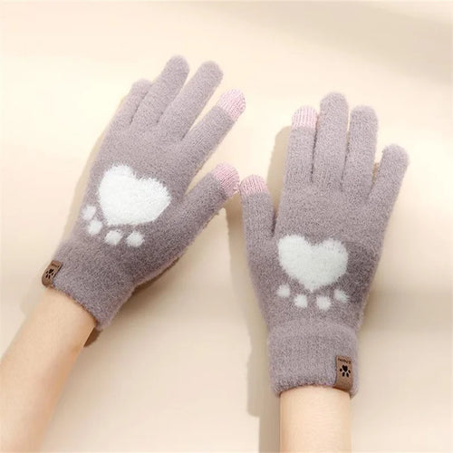 Kawaii Plush Warm Gloves Soft Winter Thick Fingerless Korean Japanese