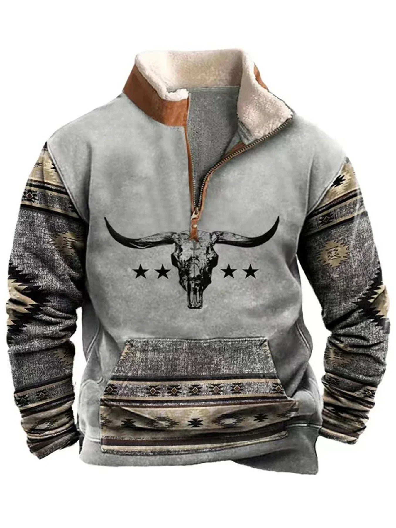 Vintage Sweatshirt For Men Ethnic Style Casual Warm Hoodie Tops