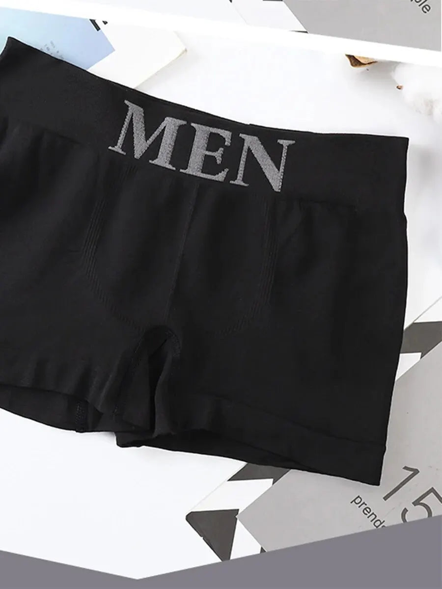 5 PCs Men's High Elastic Plain Color Comfortable Boxer Briefs Panties