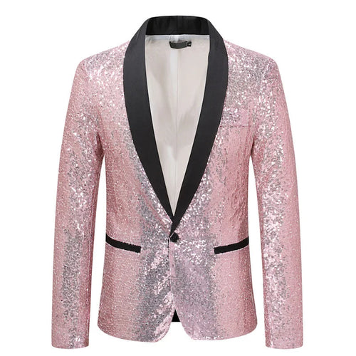 Shiny Gold Sequin Glitter Embellished Blazer Jacket Men Nightclub Prom