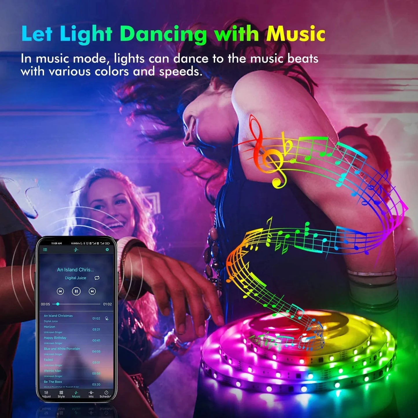 RGB LED Strip Lights Christmas Smart SMD 5050 Bluetooth Festoon