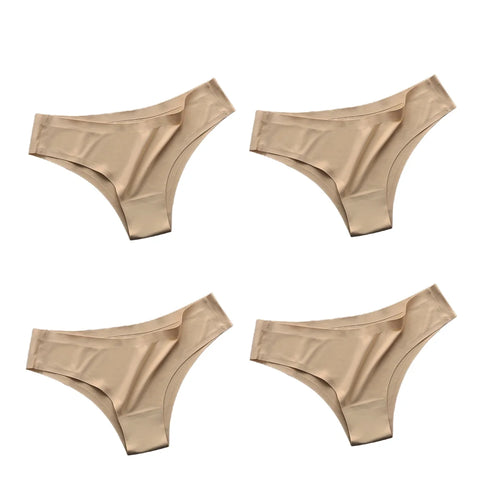 4PCS/Set Seamless Panties Women Sexy Underwear Ice Silk Underpants Low