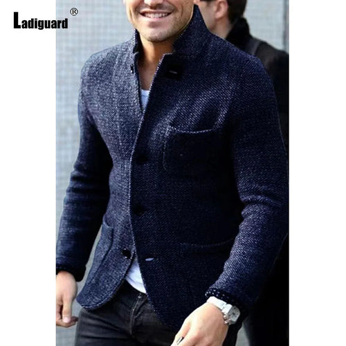 Mens Elegant Leisure Casual Knitted Blazers European Style 2024 Spring