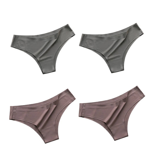 4PCS/Set Seamless Panties Women Sexy Underwear Ice Silk Underpants Low