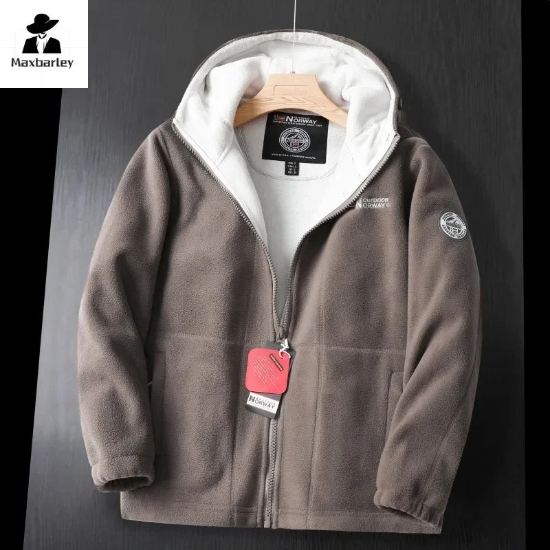 Winter Wool Jacket Men's High-end Embroidered Thickened Fleece