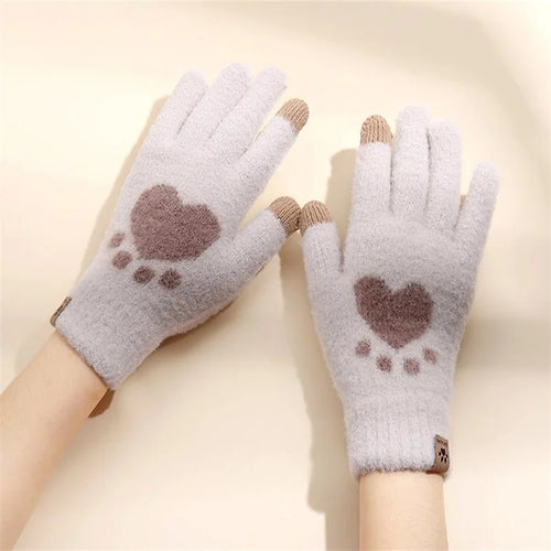 Kawaii Plush Warm Gloves Soft Winter Thick Fingerless Korean Japanese