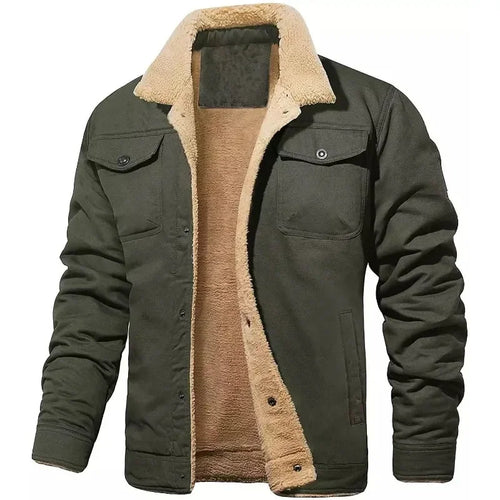 New Winter Men's Bomber Jacket High-quality Plush Thicken Wool Cargo