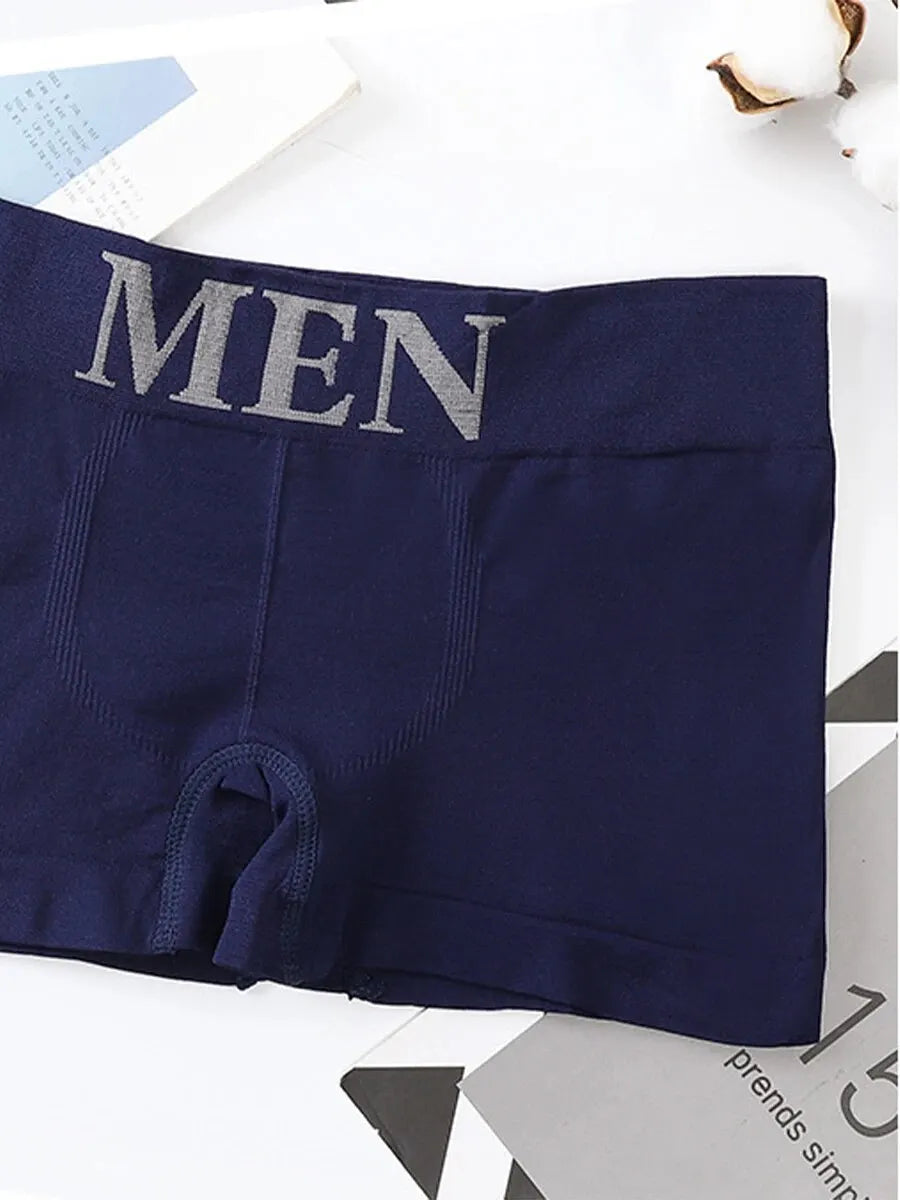 5 PCs Men's High Elastic Plain Color Comfortable Boxer Briefs Panties