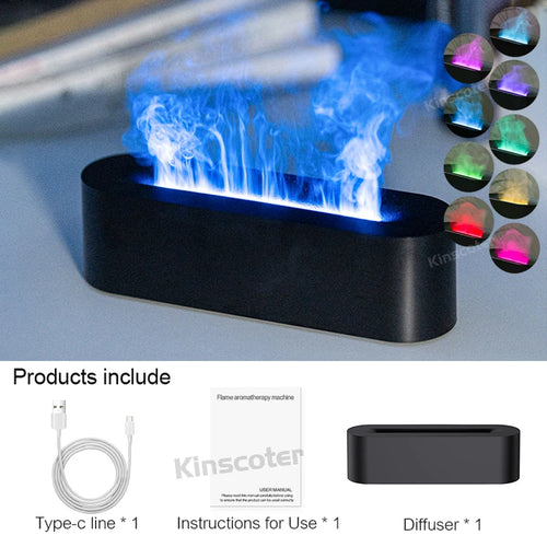 KINSCOTER RGB Flame Aroma Diffuser Air Humidifier Ultrasonic Cool Mist