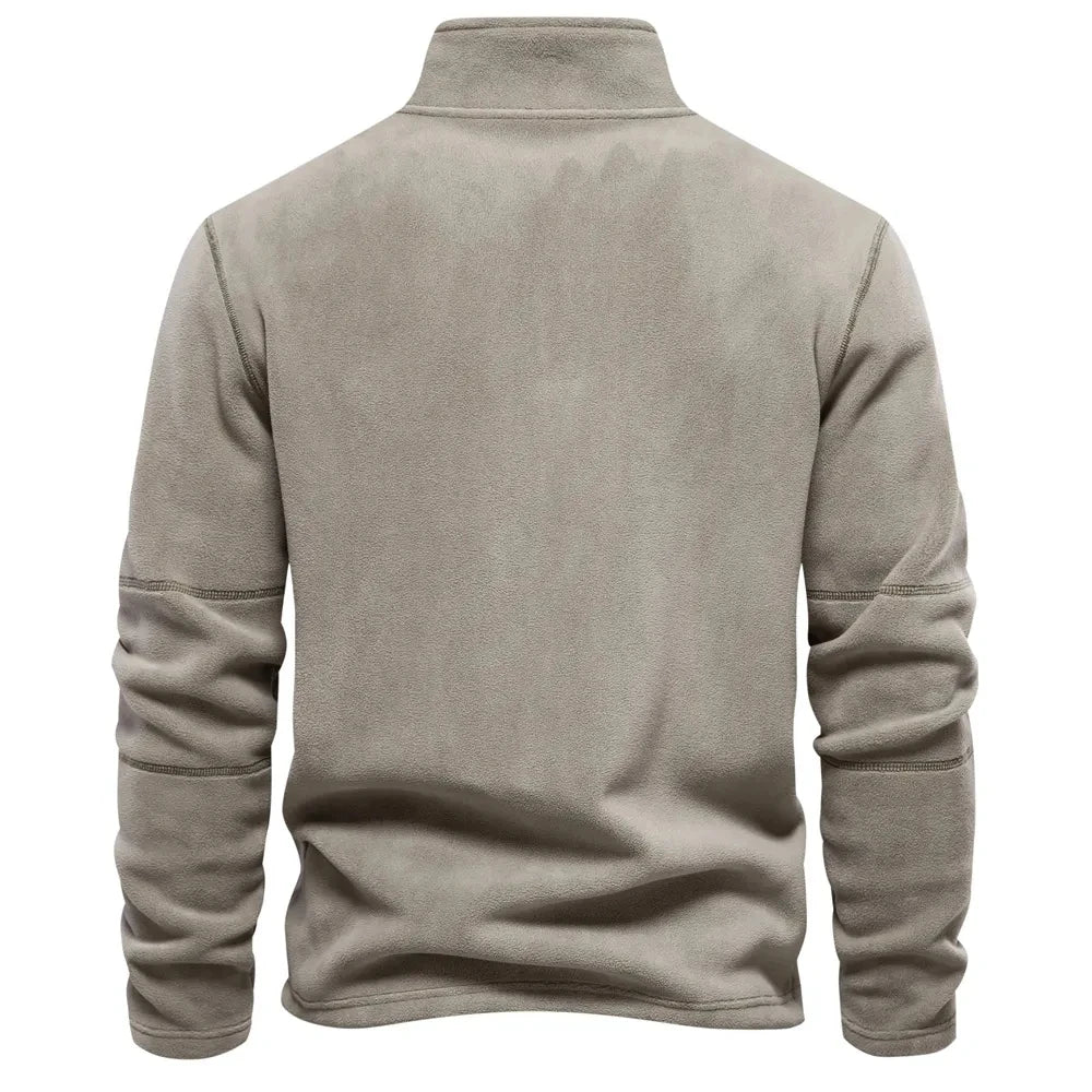 New Autumn Winter Thicken Warm Fleece Jacket for Men Zipper Neck