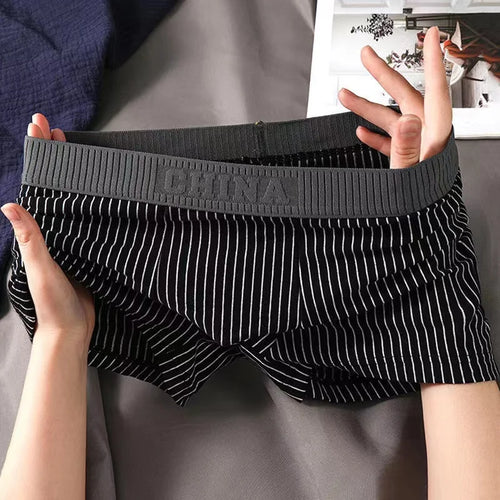 1Pcs Boxer Shorts Men's Underwear Sexy Panties Cotton Striped Man