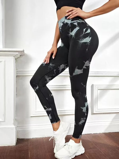 Tie Dye Yoga Pants Sport Leggings Women Seamless High Waist Push Up