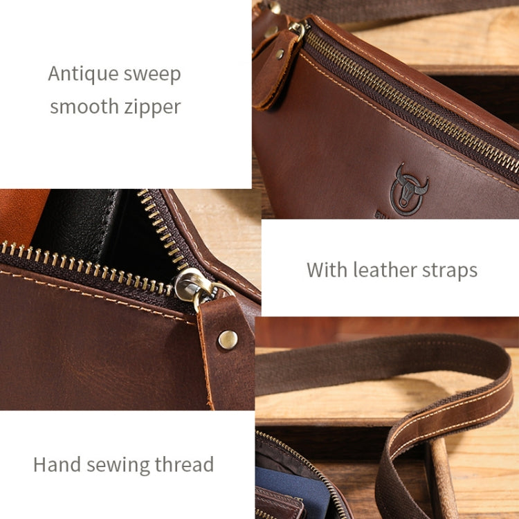 Bull Captain Retro Crazy Horse Leather Men Waist Bag Shoulder Bag