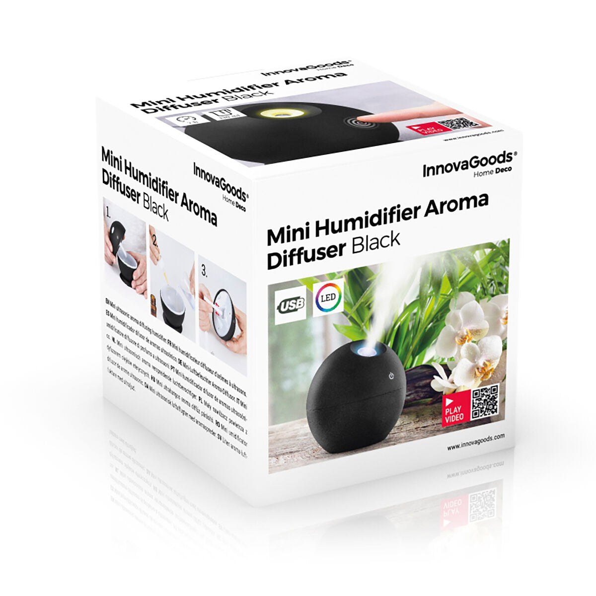 Mini Humidifier Scent Diffuser Black InnovaGoods