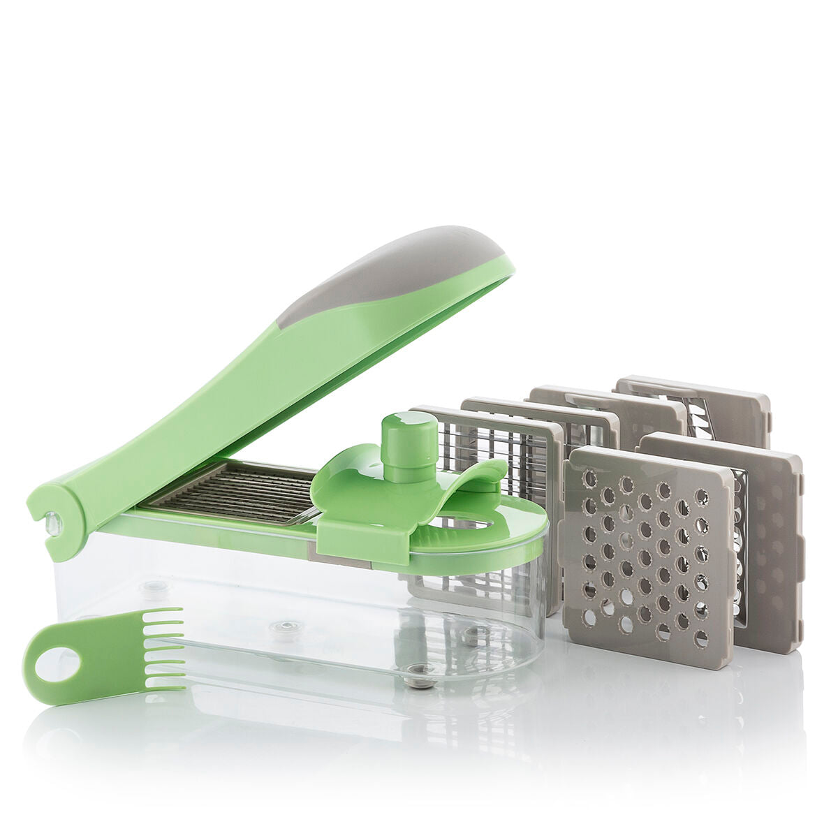 7 in 1 vegetable cutter, grater and mandolin with recipes and