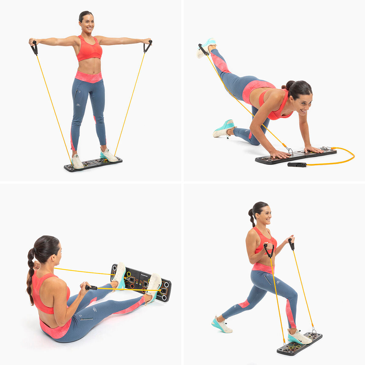 Push-Up Board with Resistance Bands and Exercise Guide Pulsher