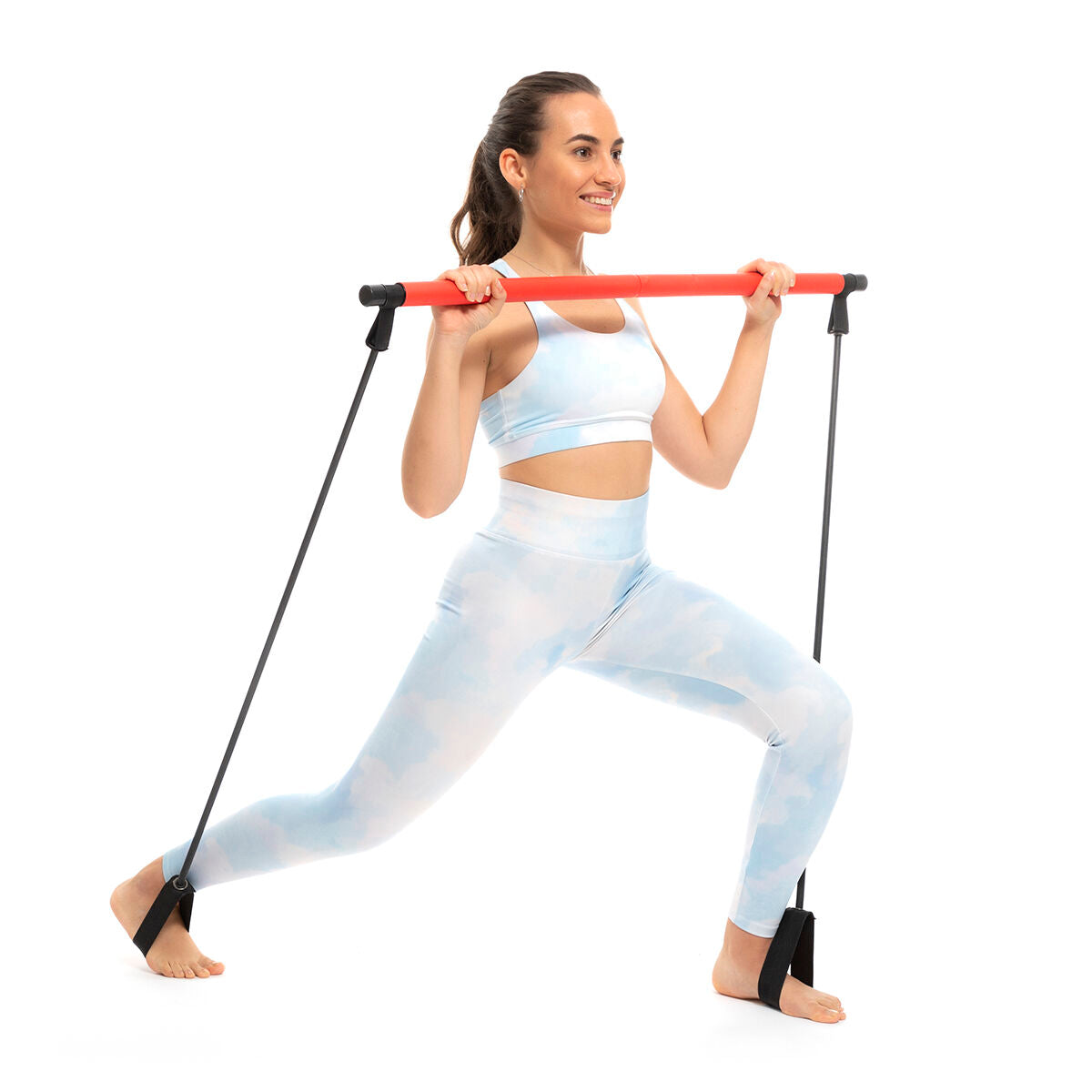 Fitness Bar with Resistance Bands and Exercise Guide Resibar