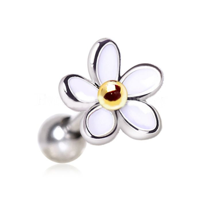 Surgical Steel Sweet White Daisy Flower Cartilage Earring