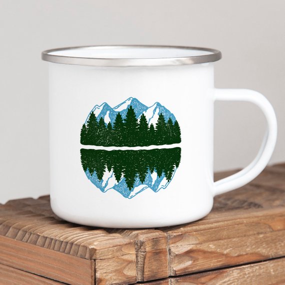 Mountain Mug Enamel Mug Wanderlust Camping Mug The